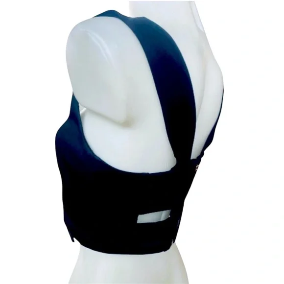 Marciano Jet Black Sleeveless Gold Back Zip Cut Out Top Size Medium Like New - Picture 7 of 13